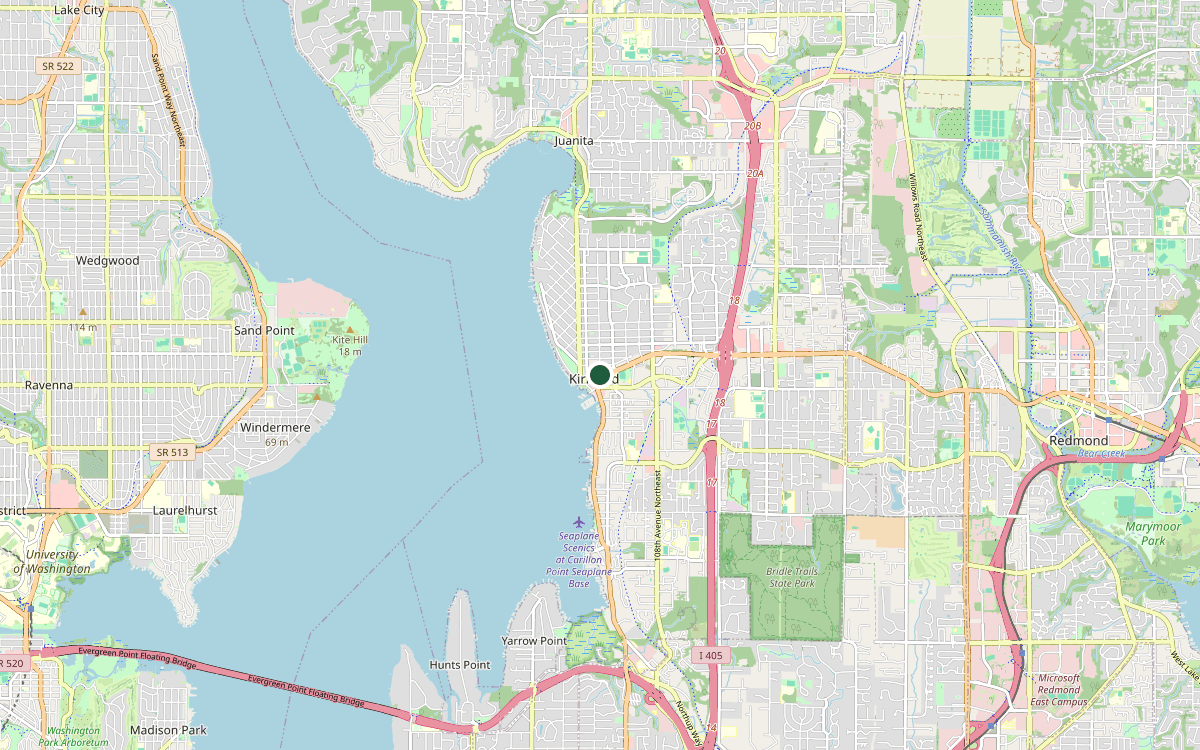 Map of our chimney service area in Kirkland, King County, WA
