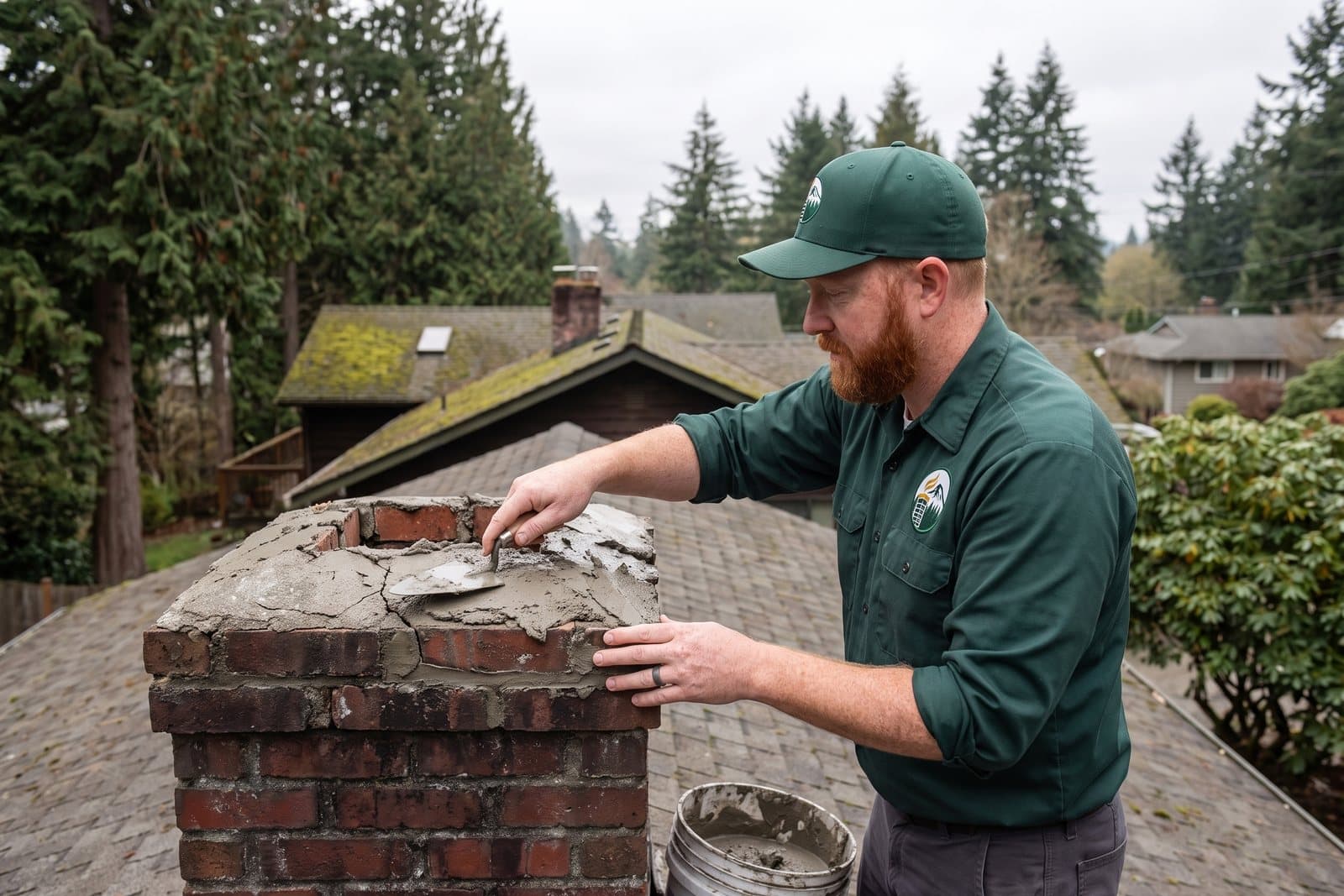 Chimney crown repair and repointing