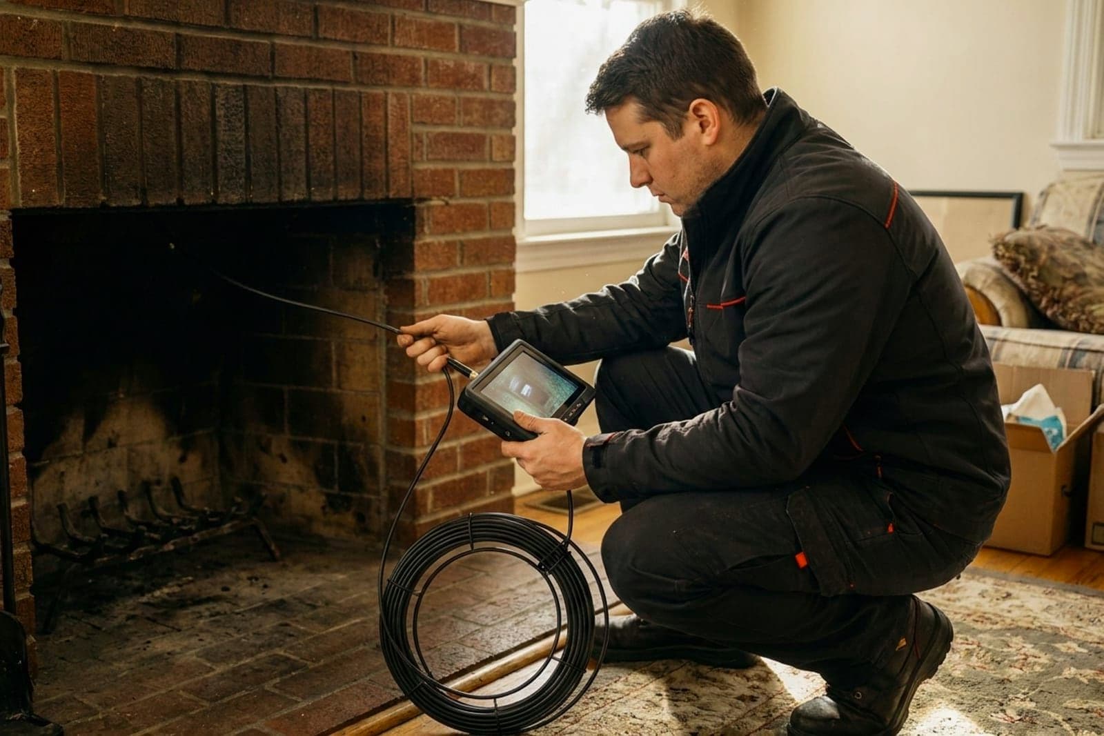 Chimney Inspection in Washington — chimney inspection with a flue camera