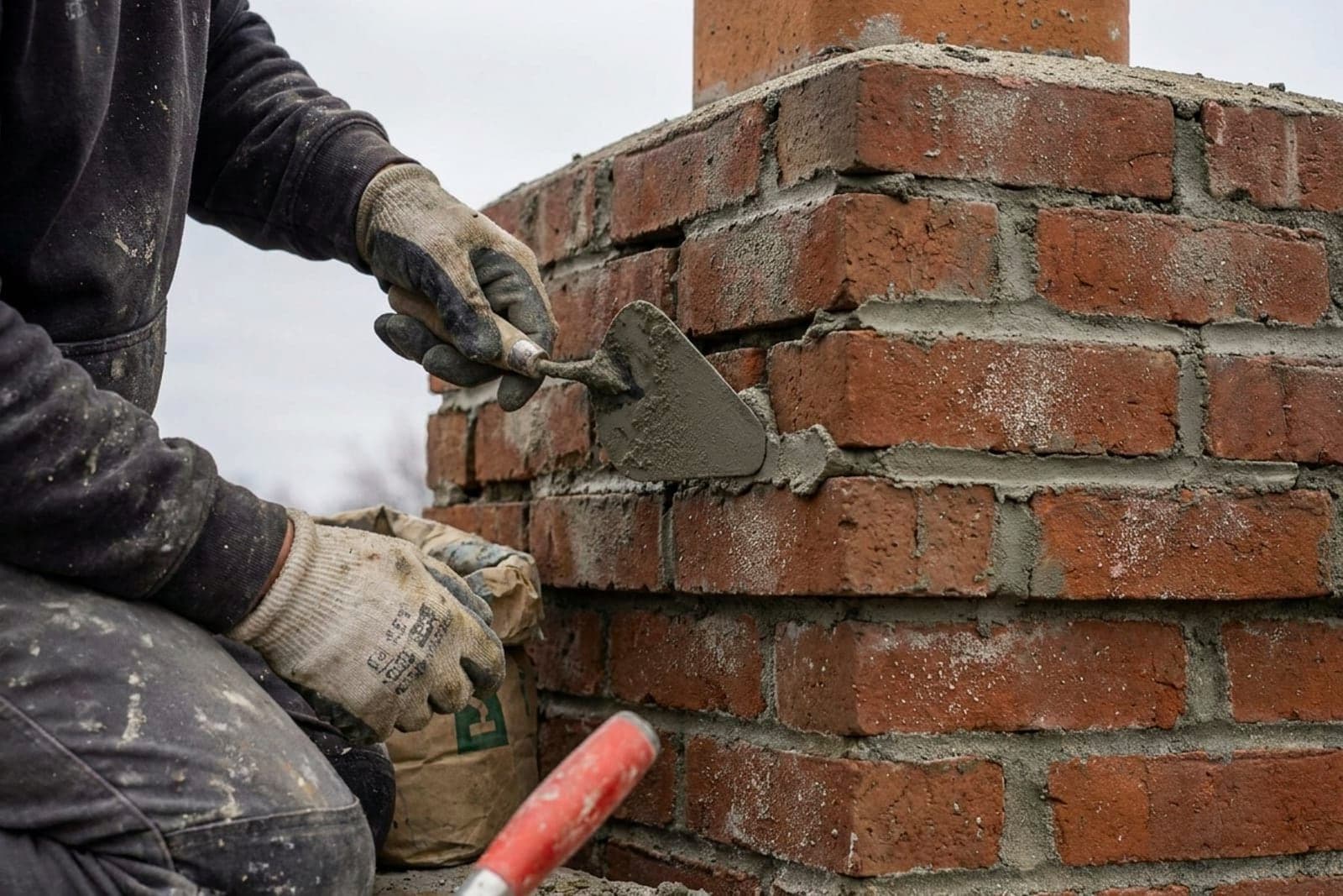 Chimney Repair in Woodinville, King County, WA — masonry repair on a brick chimney, built for salt-air shore conditions