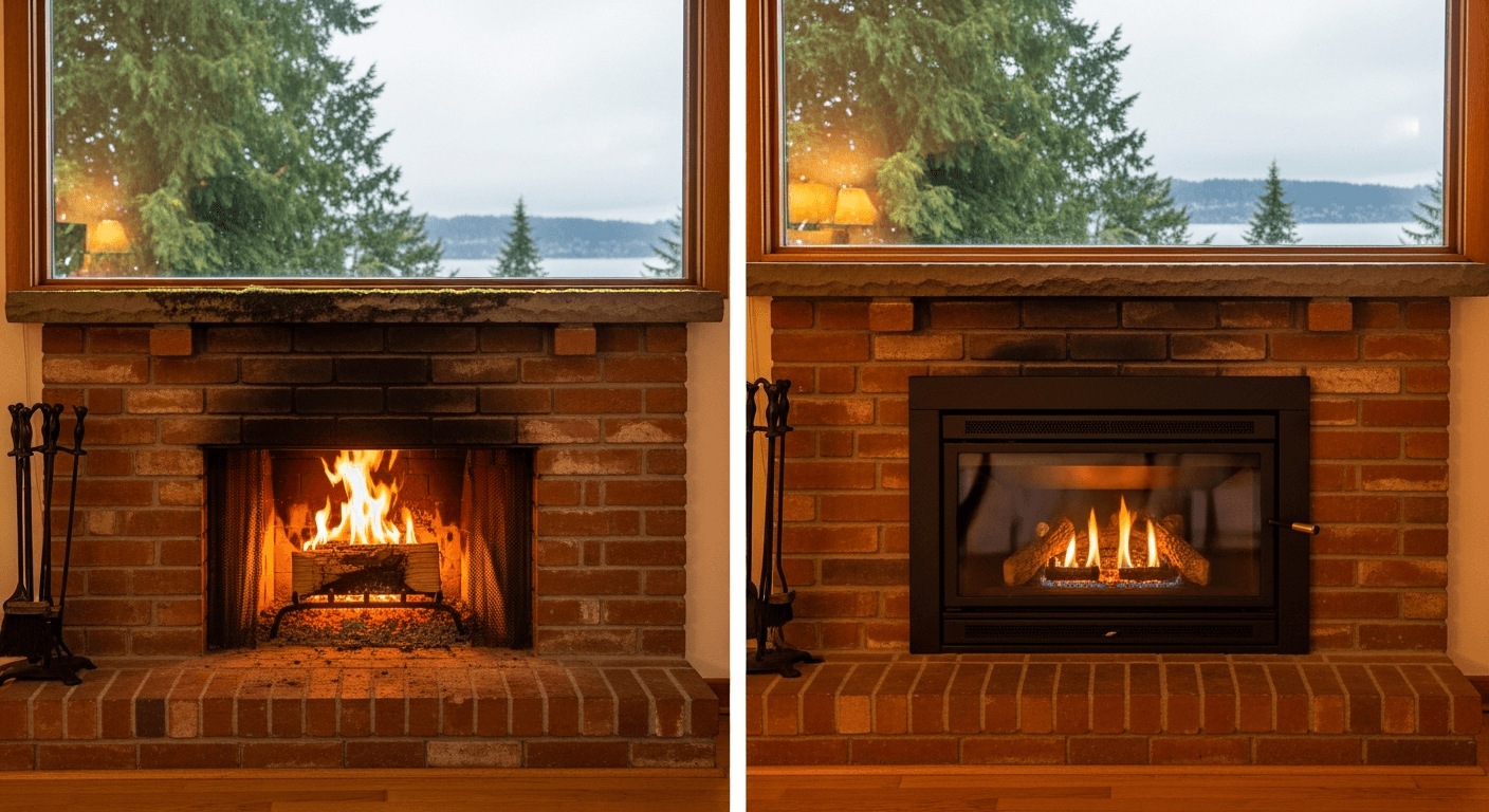 Wood-Burning Fireplace vs. Gas Insert: Which Costs Less to Own in Kirkland, WA?